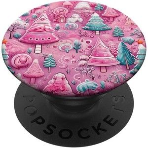 PopSockets Pink Christmas Trees Pattern for Phone Women Swappable Base PopGrip